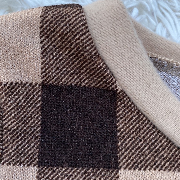 Sew In Love Plaid Hacci Top 💗 Tan & Brown - Picture 7 of 13